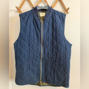 Gap 1969 Quilted Diamond Vest Blue w/ Olive Lining - Size M
